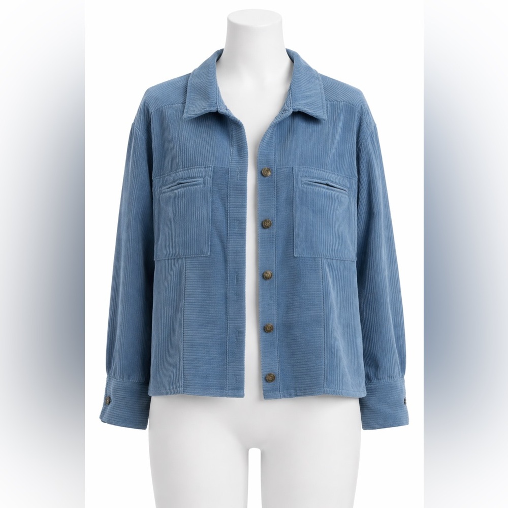 Jolie & Joy Women's Light Blue Corduroy Shacket